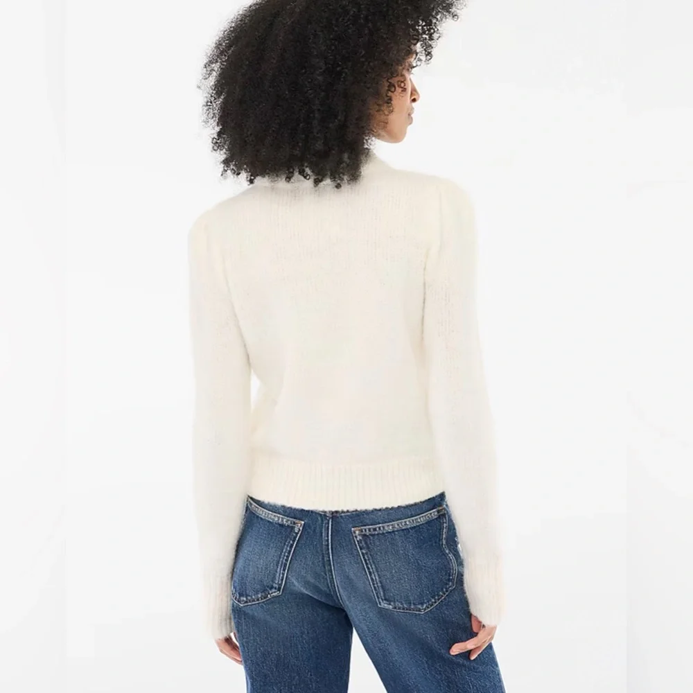 J.Crew Fuzzy Puff-Sleeve Sweater — NWT — Size XXL — Ivory - Picture 3 of 13